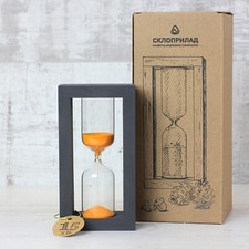 Sand Timer In Wooden Case For 15 Minutes (color: Black/sand Orange)