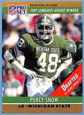 1990 Pro Set - Award Winner With Drafted Stripe #21 Percy Snow Chiefs (RC) Vg-Ex