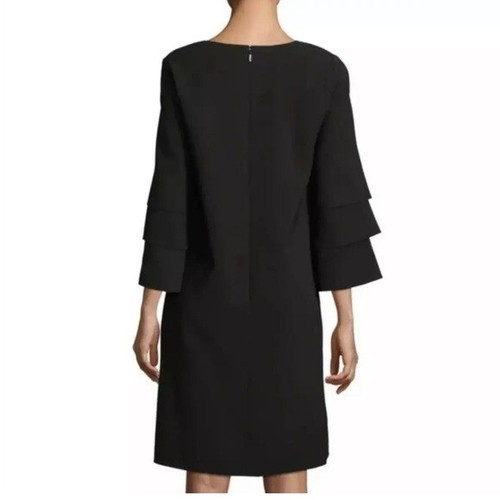 Nwt Lafayette 148 Velez Tiered Ruffle Sleeve Shift Crepe Dress Women Size P 0 2 - Picture 2 of 10