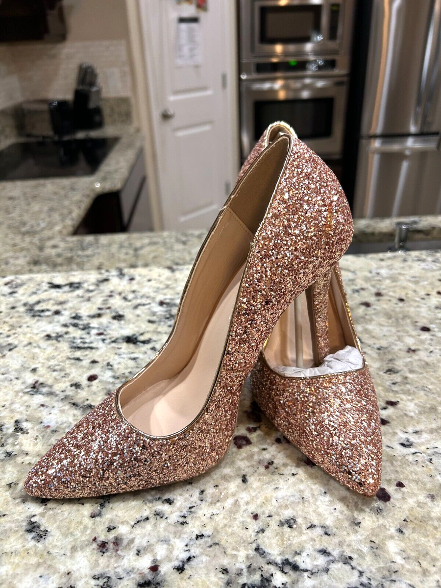 Charlotte Russe Rose Gold Glitter Sparkle High Heel Pump Women's Size