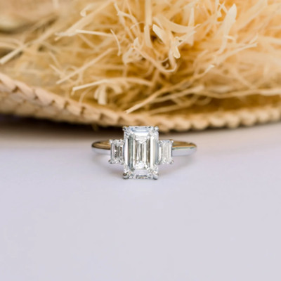 IGI Lab Created Smaragdschliff Diamant 4 Kt Verlobungsring 950 Platin E F VVS2