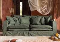 Sofa Husse Bezug Abnehmbar Couch 3-Sitzer Wohnlandschaft Beige Polstersofa Stoff