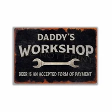 Personalized Vintage Rustic Black Daddys Workshop CUSTOM METAL SIGN or DECAL
