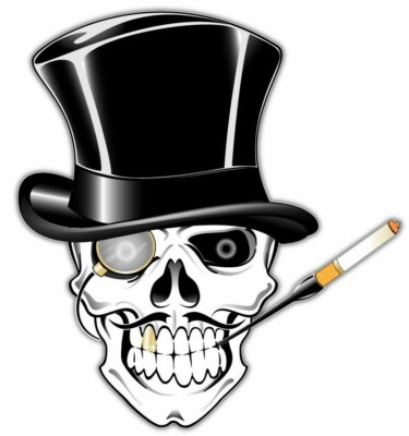 Smoking Skull In Top Hat Decal – Vinyl Sticker For Car, Truck, Laptop, Window