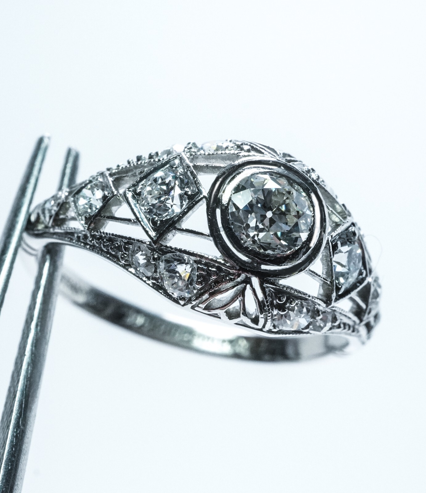 Edwardian Tiffany & Co Platinum Old European Diamond Engagement Antique