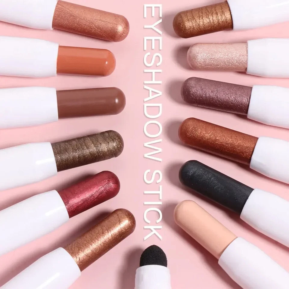 12 Color/Set Eye Shadow Stick Palette Double-Head Glitter Sequins Eyeshadow Pen - Image 2 of 4