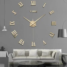 3D Modern DIY Large Wall Clock Mirror Surface Sticker Home Art Design Decor US
