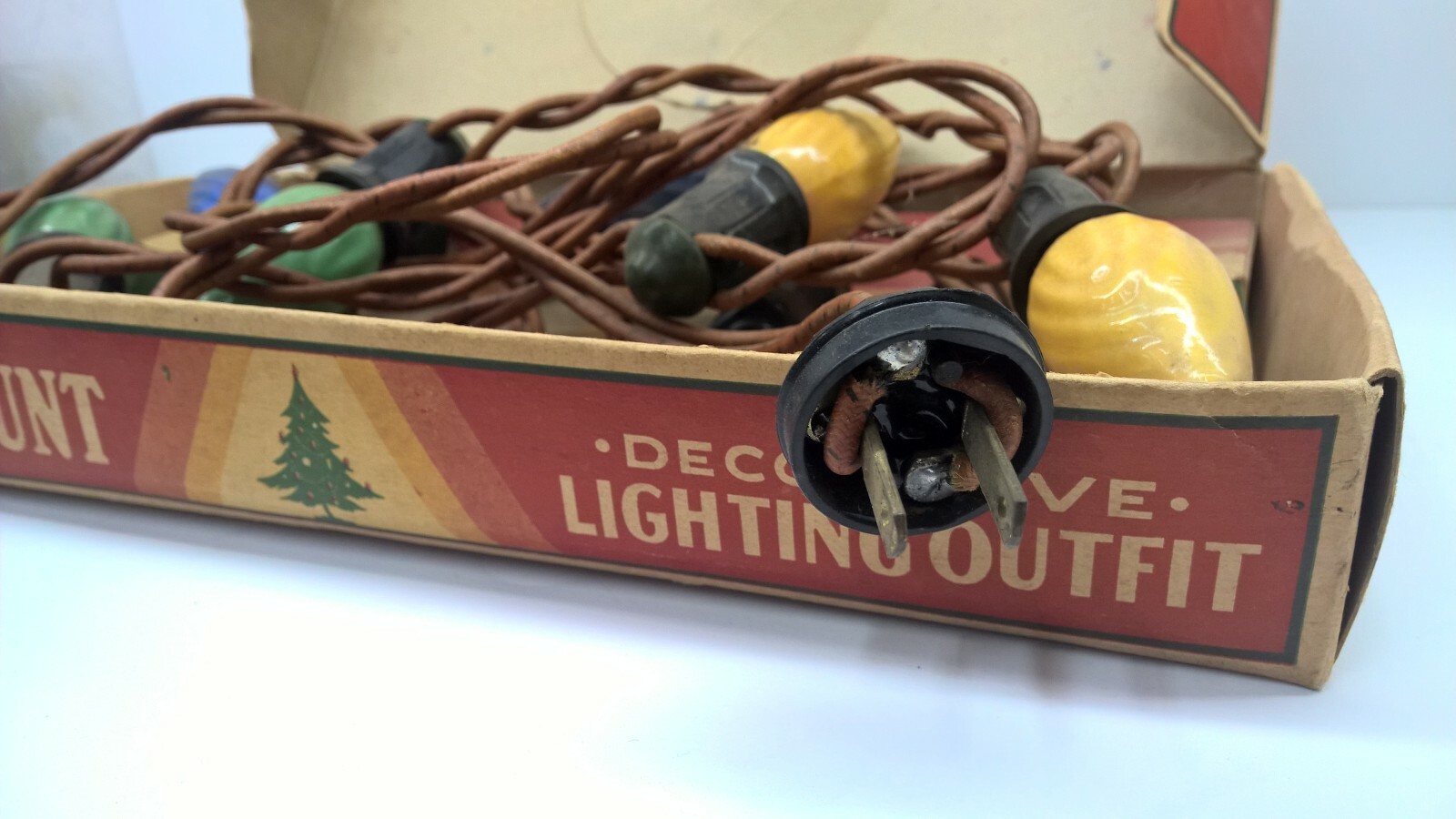 Vintage Paramount Christmas Lights Works 7 String Light Set Original