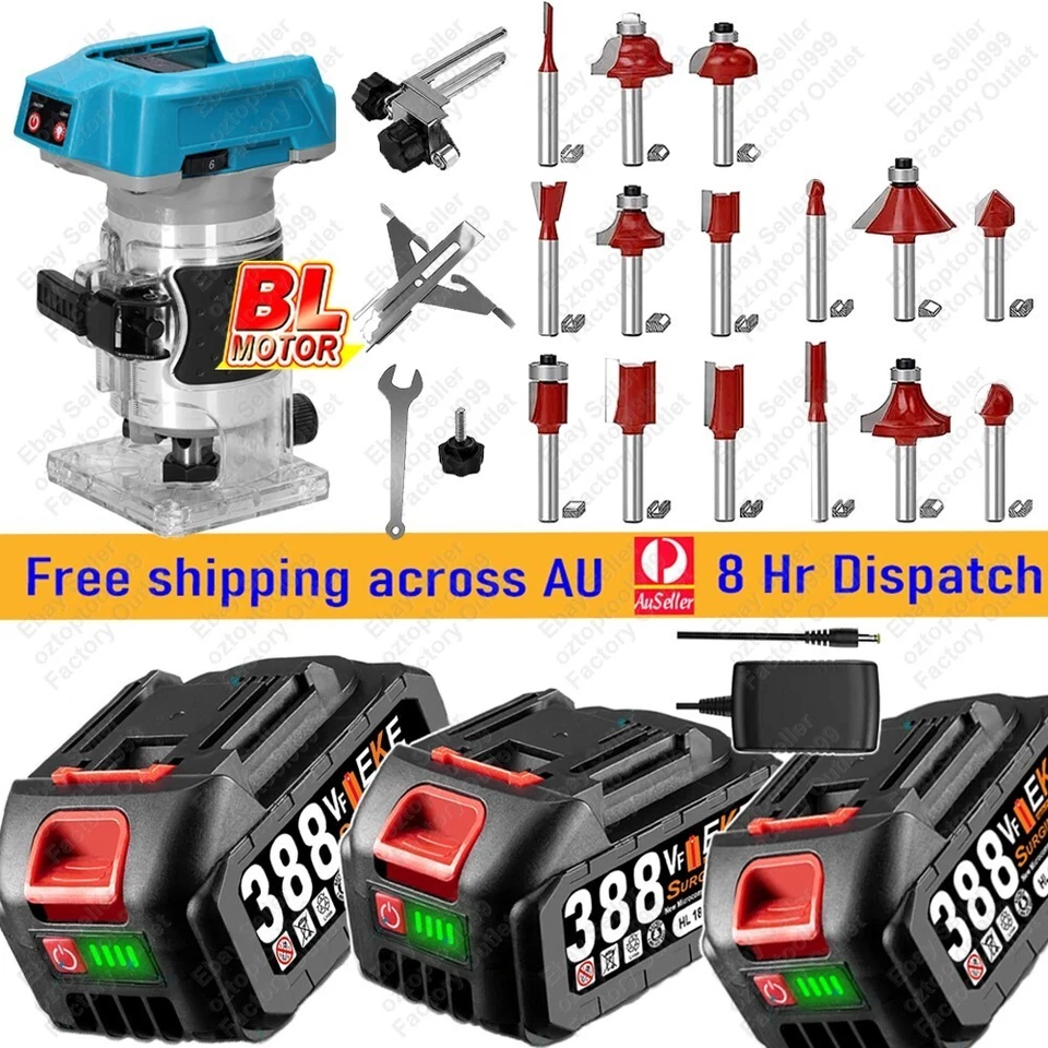 6 Speeds Cordless Brushless Trimmer Router Compact Router For Makita 18V Battery