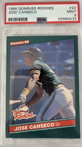 1986 DONRUSS ROOKIES #22 JOSE CANSECO RC ATHLETICS PSA 9 Las Vegas A’s Oakland 