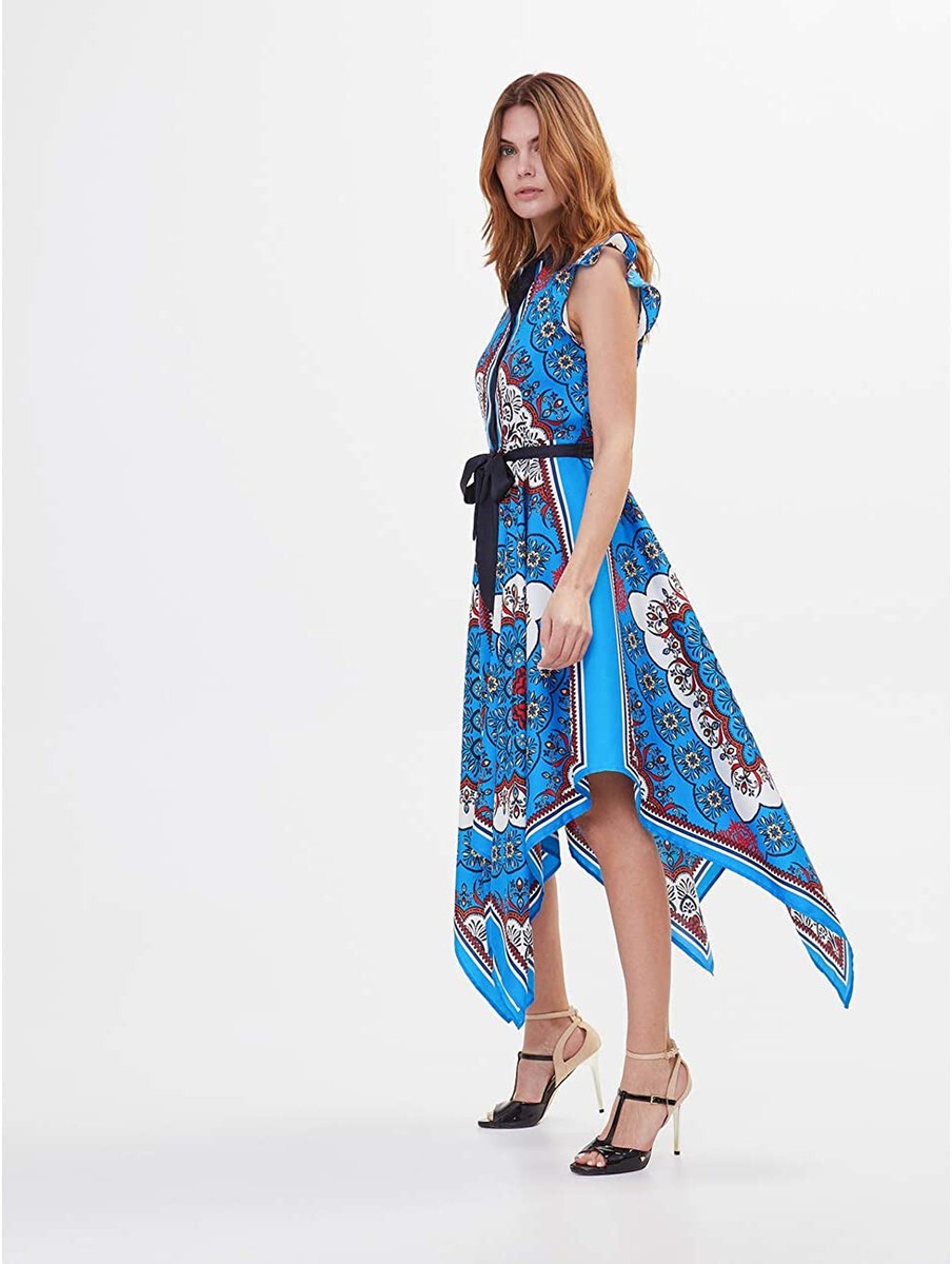 Abito lungo asimmetrico MOTIVI donna stampato con cintura manica