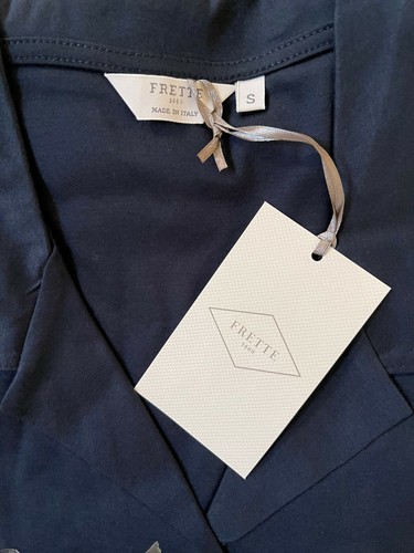 FRETTE ITALY Sz S Pajama Set Sleepwear Long Sleeve Pants Navy Blue 100% Cotton   - Afbeelding 6 van 9