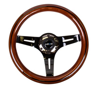 NRG For Classic 310mm Wood Grain Steering Wheel With Black Line Inlay And Chrome