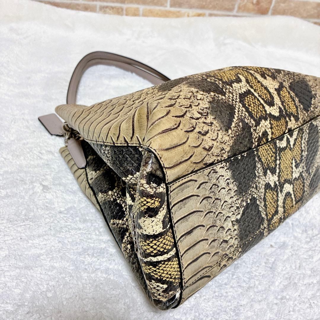 COACH Tote Bag Python Pattern Embossed 8a - image 6
