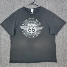 Vintage Route 66 T-Shirt Mens XL Black Faded Distressed Short Sleeve Big Logo