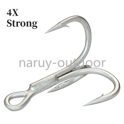 20/50 Stück 4x starke Drillinge Angelhaken High Carbon Stahl Angelgerät 8#-4/0