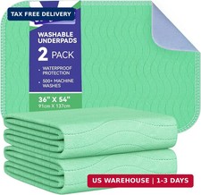 Washable Underpads Waterproof, 2 Pack 36" x54'' Heavy Absorbency Incontinence Be