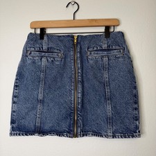 Old Navy - Denim Mini Skirt Front Zipper Medium Wash 100 Cotton Size 6