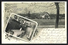 Lithographie Planegg, Gasthaus Forsthaus Kasten, Inneres Kneipzimmer 