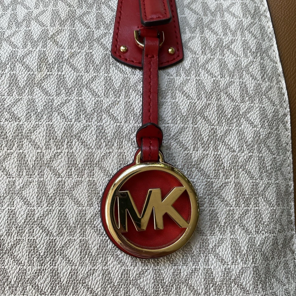 Bolso de Mano Michael Kors Voyager Mediano Cuero Granulado Cartera de Hombro Rojo Marrón Foto 2 de 4