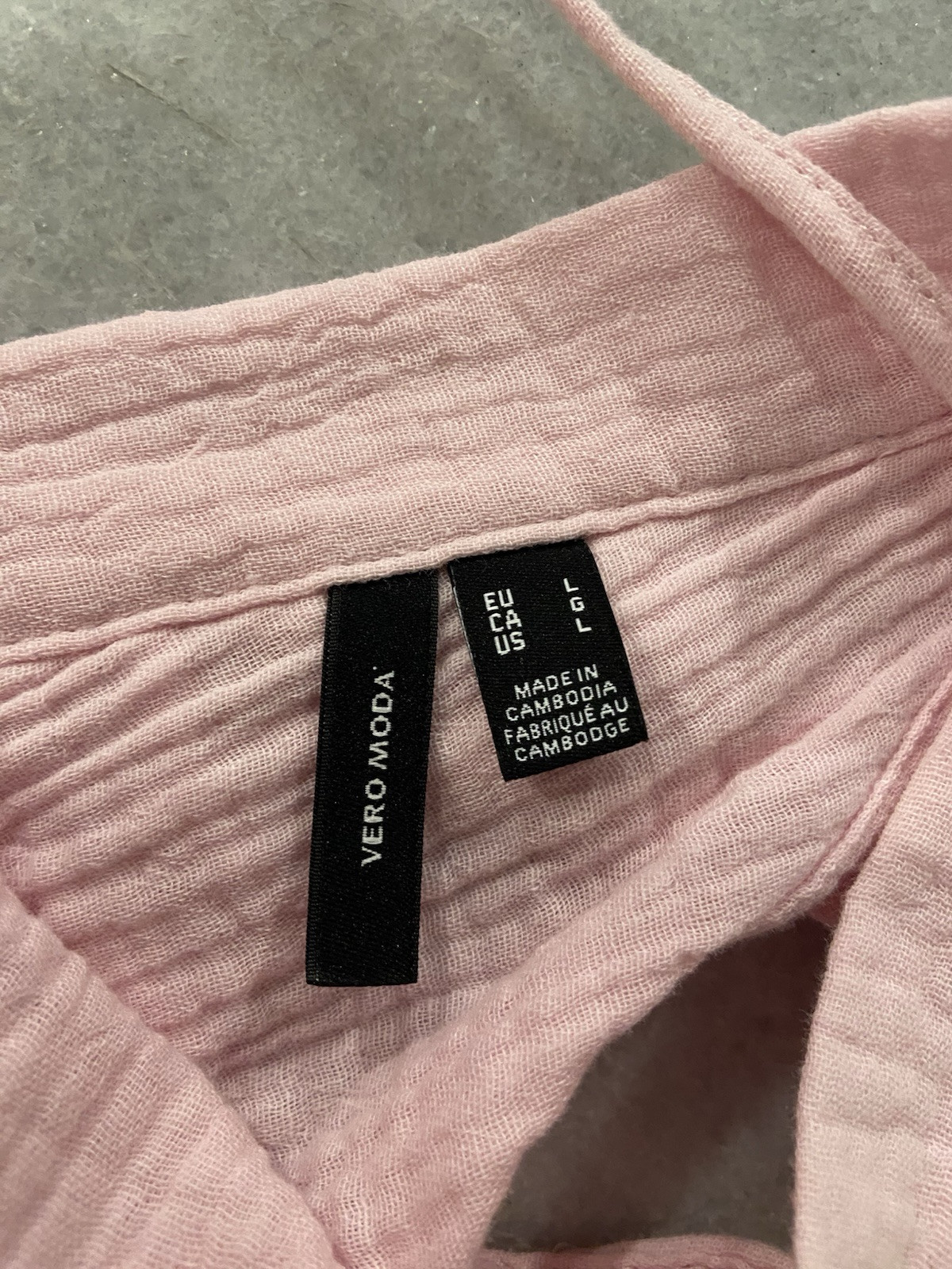 Vero Moda Size L Soft Pink Cotton Gauze Open Back Ruffle Sleeve Tank Top