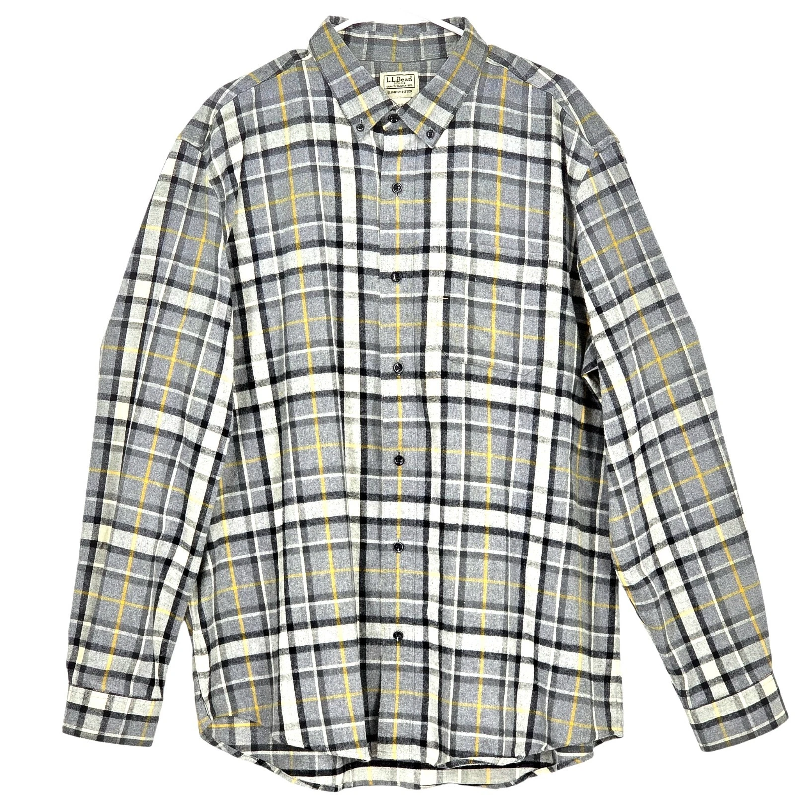 L.L. Bean Flannel Shirt Mens XL Gray Plaid Workwear Button Down Cotton