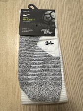 Calcetines de fútbol Nike Grip Matchfit sobre la pantorrilla blancos grises 3-L NUEVO