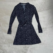 Michael Michael Kors Women’s Black White Animal Print Belted Shirt Dress Small.