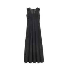 Madewell 'Eyelet' Black Cotton V Neck Maxi Dress Size 00 NWT