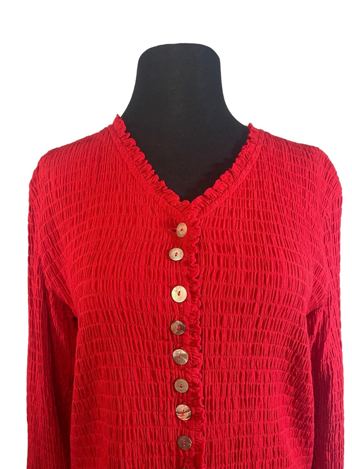 Nomadic Traders Women’s Button Front Red Textured… - image 2
