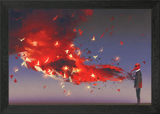 Fantasy red mask Framed Wall Art Poster Canvas Print Picture