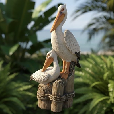 Hand-Crafted Coastal Pelican Bird Figurine   Ideal for Garden & Home Decor