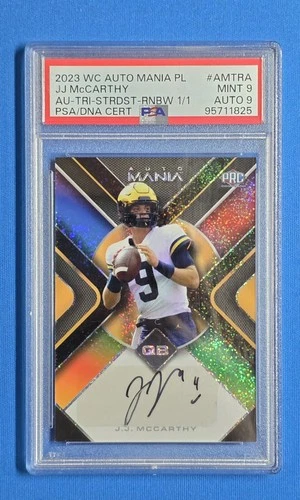 J.J. McCarthy 1/1 Auto PSA 9/9 - 2023 Wild Card Auto Mania Rookie Year
