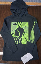 Nike Boys Graphic Baseball Hoodie Pullover Black Neon Green Size 4 Long Sleeve