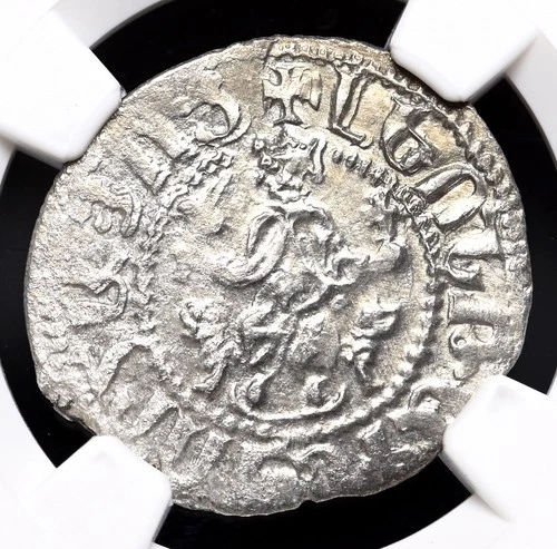 CRUSADERS, Cilician Armenia. Levon I. 1198-1219. Silver Tram. NGC MS UNC Details