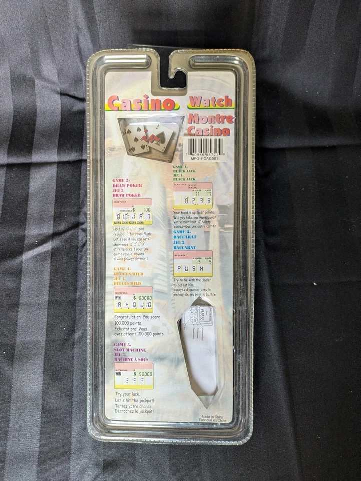 1980'S CASIN CASINO GAME WATCH LCD GAME SLOT MACHINE WATCH RARE NEW IN PACKAGE - Image 2 of 4