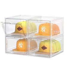 Hat Organizer Box, Stackable Clear Baseball Caps Holder Box Containers with M...