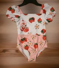 Strawberry Shortcake Toddler Girls 1 Piece Swimsuit Strawberry Swimwear Sz 5T