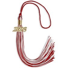 Endea Graduation Red/White Mixed Color Tassel With Gold Date Drop