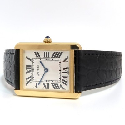 Cartier Tank Solo Solid 18kt Yellow Gold Quartz Large Silver Dial W5200025 3167