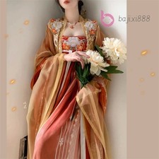 Chinese Hanfu Dress Embroidered Costume Loose-sleeved Fairy Woman Dance Dress