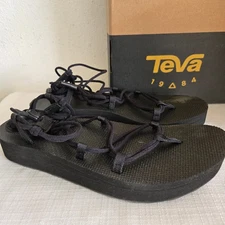 NEW WOMENS SIZE 8 BLACK TEVA INFINITY MIDFORM BUNGEE PLATFORM SANDALS 1127890