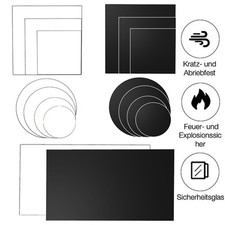 Glasplatte Kaminglas Funkenschutz Tischplatte Bodenplatte ESG Ofenglas