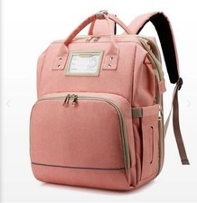 Pink Diaper Bag Backpack USB Charging w/ Changing Pad Baby Travel Bag NWOT