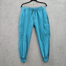 Mandala Women Scrub Pants P-S Teal Blue Jogger Equa-Tek Pocket 23" Inseam
