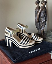 CHANEL Vintage Sandals For Stylish and glamour looking. Size 37 1/2. Heel 4”.