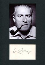 WRITER & PLAYWRIGHT Carl Zuckmayer (+) autograph, signed card & mounted