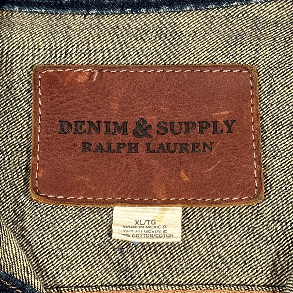 Chaqueta Ralph Lauren Denim & Supply Para Hombres XL Azul Camionero Hebilla Envejecida Trasera Foto 2 de 4