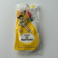 VTG "Pom" Socks White Green Red 4-6.5 Girls 70s NOS No-Show Low-Cut Ankle