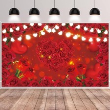 Red Rose Flowers Backdrop Floral Heart Light Photography Background